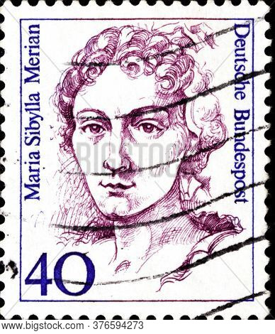 02 11 2020 Divnoe Stavropol Territory Russia The Postage Stamp Germany 1987 Famous Women Maria Sibyl