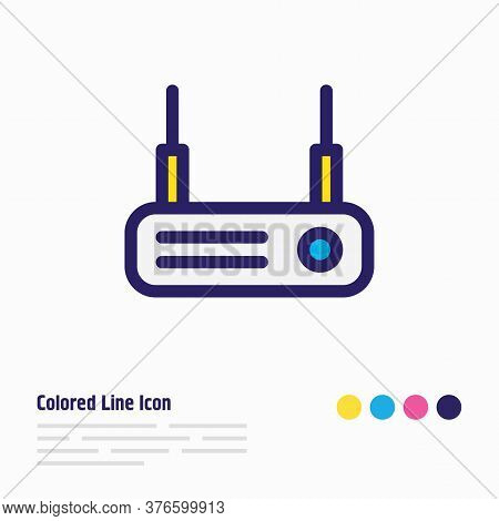Vector Illustration Of Router Icon Colored Line. Beautiful Internet Element Also Can Be Used As Mode