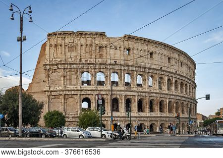 Rome, Italy - October 2019: Colosseum (coliseum) Or Flavian Amphitheatre, Largest Roman Amphitheater