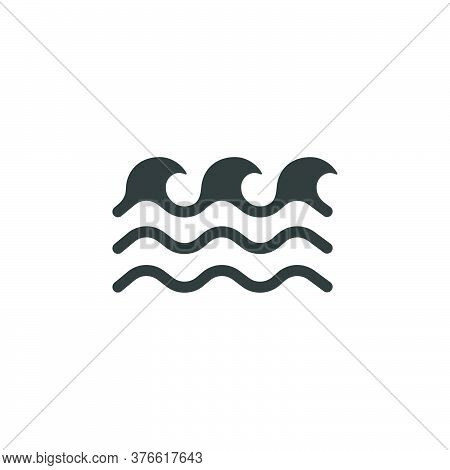 Low Waves On The Sea. Isolated Icon. Weather Glyph Vector Illustration