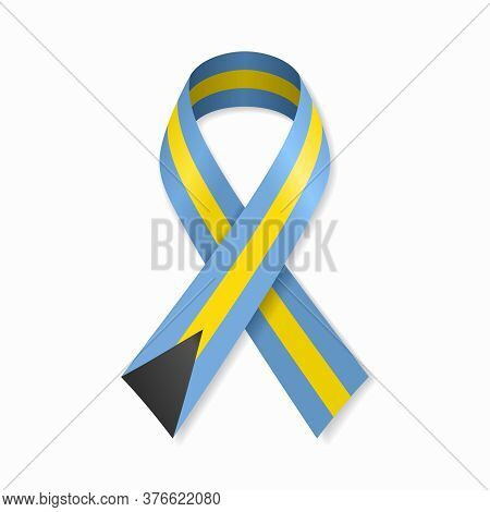 Bahamian Flag Stripe Ribbon On White Background. Vector Illustration.