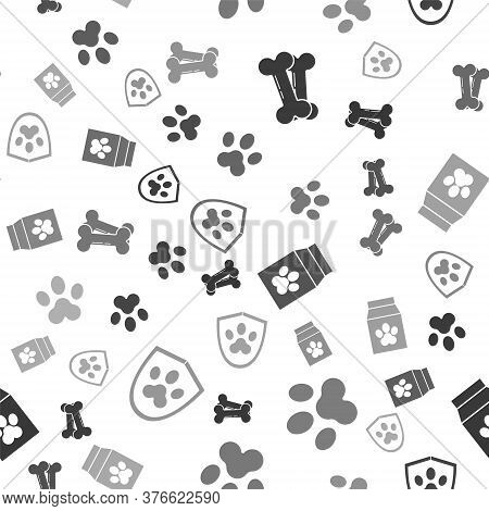 Set Dog Bone, Paw Print, Bag Of Food For Pet And Animal Health ...