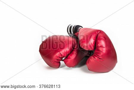 Red Boxing Gloves On A White Background