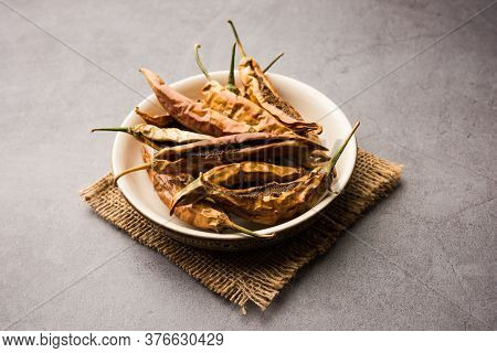 Sandgi Mirchi Or Dried Stuffed Green Chillies, Popular Maharashtrian Side Dish