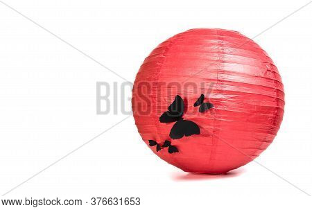 Red Paper Chinese Lantern On White Background