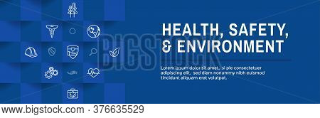 Health Safety And Environment Icon Set & Web Header Banner