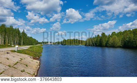 Gateway White Sea-baltic Canal. Russia, Karelia, Povenets