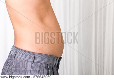 Skinny Man With Belly Fat Pulled Have Pulled Their Abdominal Muscle