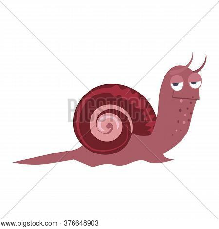 Bizarre Purple Snail Flat Icon. Book Character, Underwater World, Slug. Mollusk Concept. Illustratio