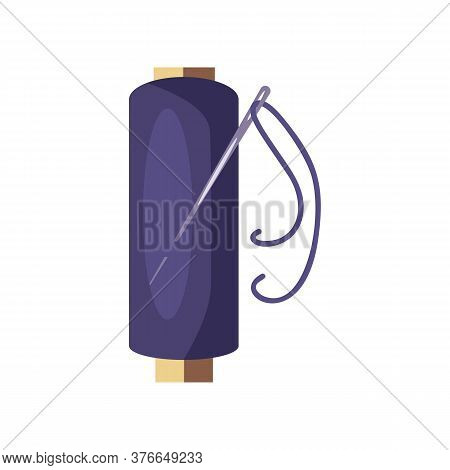 Thread And Needle. Bobbin Of Cotton Thread. Can Be Used For Topics Like Needlework, Dressmaking, Hob