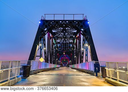 The Big Four Bridge Across The Ohio River Between Louisville, Kentucky And Jeffersonville, Indiana