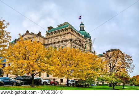 The Indiana Statehouse, The State Capitol Building Of The U.s. State Of Indiana. Indianapolis