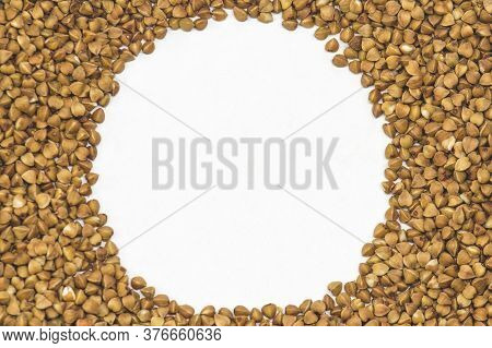 Buckwheat Seeds Closeup Isolated On White Background Copy Space