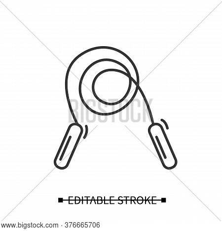 Jumping Rope Icon. Jump Cord Line Pictogram. Concept Of Sport Activity, Simple Fitness Exercise And 
