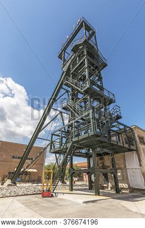 Labin, Croatia - June 6, 2020: Renovated Old Mining Tower Called Šoht Built 1938, In Labin, Croatia