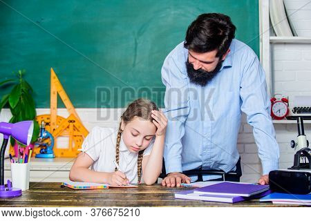 Private Lesson. Doing Hometask Paperwork. Tired Kid Unmotivated Study Learn. Homeschooling With Fath