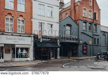 London, Uk - July 02, 2020: Shop, Restaurant And Everyman Cinema On An Empty Hampstead Street In The