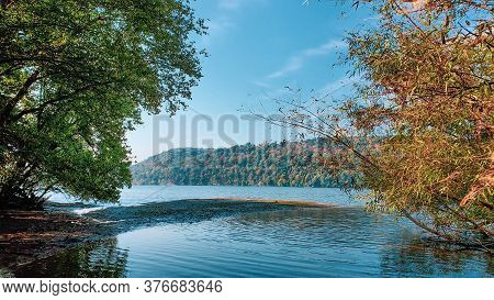 Susquehanna River In The Fall. River Bank