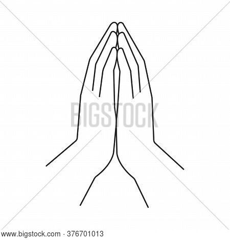 Vector Image Of Hands In Prayer. Illustration Of Faith In God. Symbol Of Religiosity And Christianit