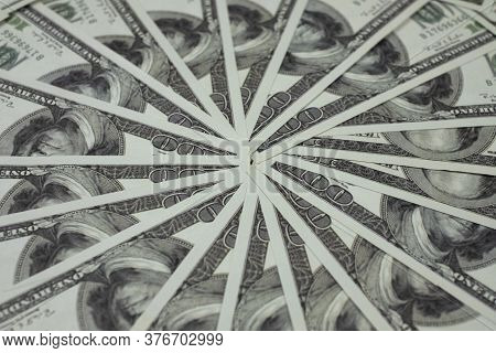 Group Of Money Stack Of 100 Us Dollars Banknotes A Lot Of Is Arranged In A Beautiful Circle
