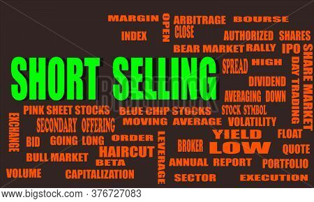 Share Market Related Text Cloud Presented On Colorful Vector Abstract For Magazine Prints.