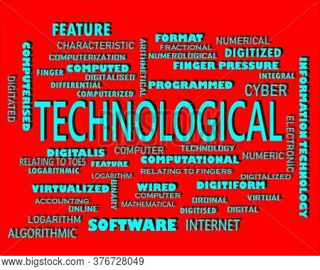 Technology Word Displayed With Multiple Related Words Cloud On Vector Abstract Text Illustration.