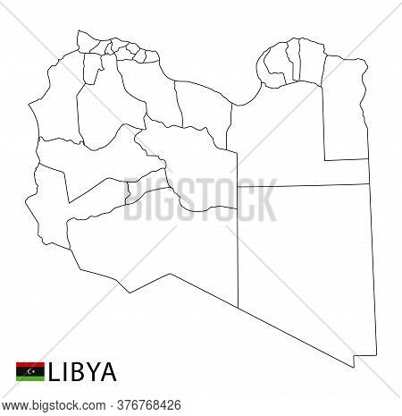 Libya Map, Black And White Detailed Outline Regions Of The Country.
