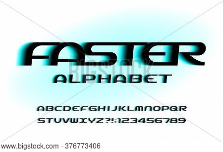 Faster Alphabet Font. Speed Effect Letters And Numbers. Stock Vector Typescript For Your Typography 