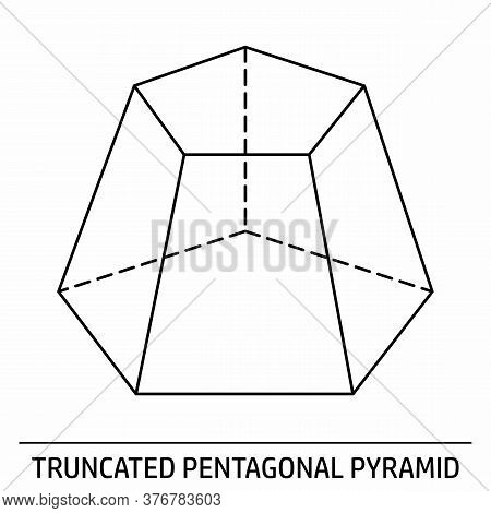 Truncated Pentagonal Pyramid Outline Icon On White Background