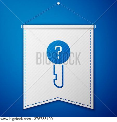 Blue Undefined Key Icon Isolated On Blue Background. White Pennant Template. Vector Illustration