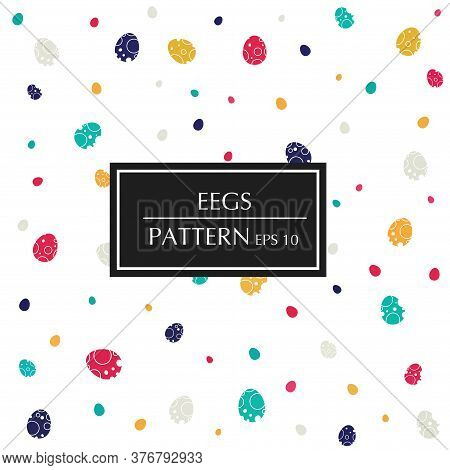 Easter Egg Pattern On White Background. Design Element, Template.