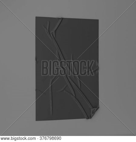 Adhesive Poster Or Sticker On A Surface Mockup. 3d Illustration
