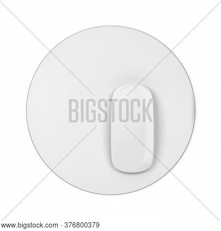 Blank Modern Computer Mouse With Pad Mockup. 3d Illustration Isolated On White Background