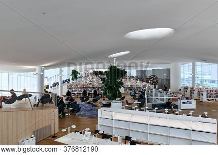 Helsinki, Finland - July 1, 2020: The Interior Of The Brand New Oodi Library. Oodi Library In Top 10