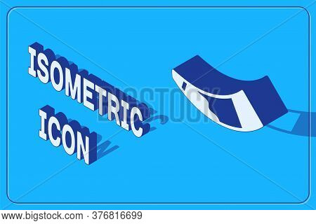 Isometric Hunting Horn Icon Isolated On Blue Background. Vector