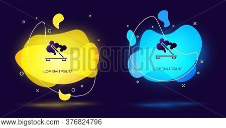 Black Scented Spa Stick On A Wooden Stand Icon Isolated On Black Background. Incense Stick. Cosmetic
