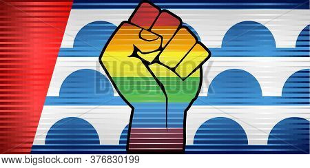 Shiny Lgbt Protest Fist On A Des Moines Flag - Illustration, 
Abstract Grunge Des Moines Flag And Lg