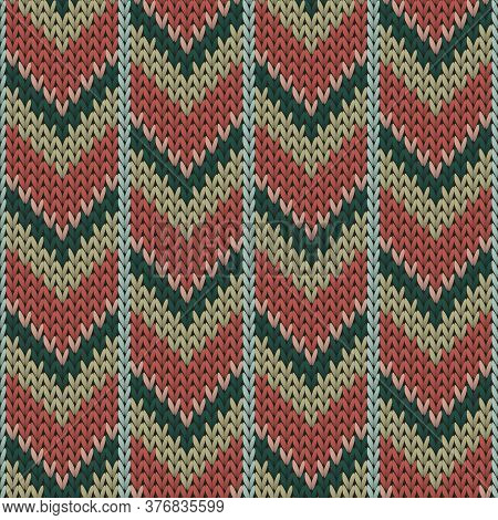 Cashmere Downward Arrow Lines Christmas Knit Geometric Vector Seamless. Carpet Stockinet Ornament. C