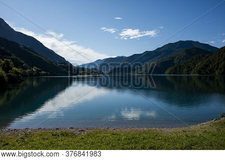 Image Of Lake Ledro In The Early Morning In The Province Of Trento, Italy