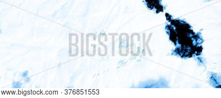 Vinter Shibori Border Design. Marbled Effect. Hippies Style. Cold Colors Colourful Paint Texture. Bl