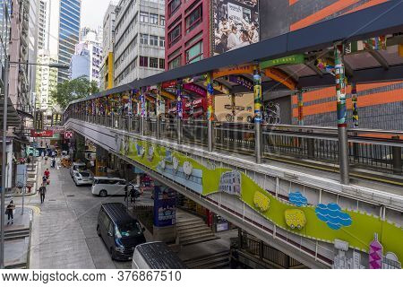 Hong Kong - June 27 2020 : The Central-mid-levels Escalators And Walkway System, Central, Hong Kong
