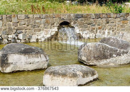 Small Irrigation Weir In Gimehae, South Gyeongsang Province, South Korea.