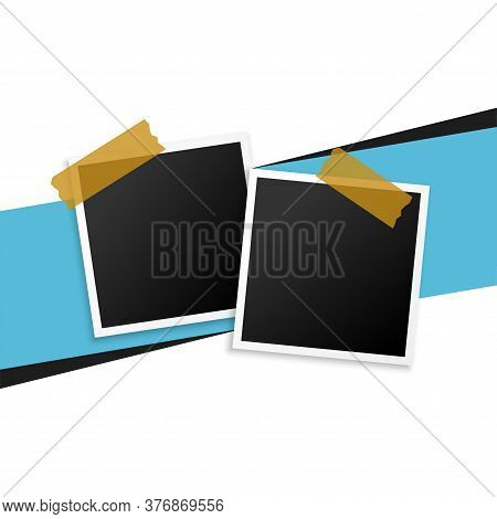 Two Photo Frames With Tape Background Design