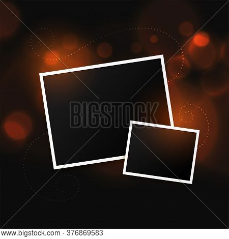 Two Photo Frames On Bokeh Background Design