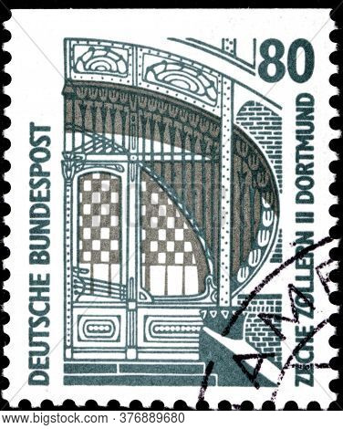 02 09 2020 Divnoe Stavropol Territory Russia The Postage Stamp Germany 1987 Sightseeing Main Entranc