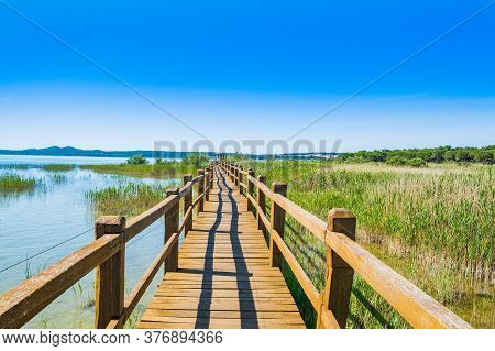 Nature Park Vrana Lake (vransko Jezero), Dalmatia, Croatia, Wooden Path In Observation Park