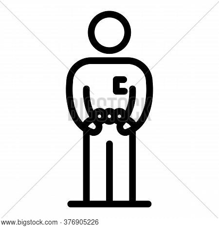 Illegal Immigrant With Handcuffs Icon. Outline Illegal Immigrant With Handcuffs Vector Icon For Web 