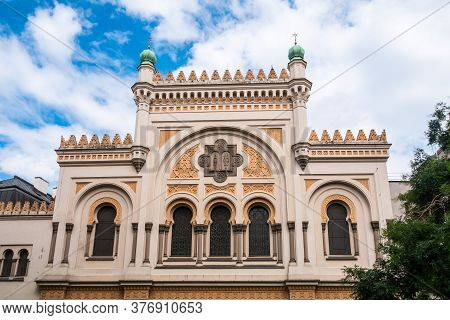Spanish Synagogue In Josefov Quarter, Prague, Czech Republic, The Facade Of A Jewish Temple In Centr