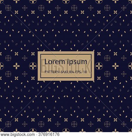 Art Deco Seamless Pattern. Luxury Geometric Sakura Flower Wallpaper, Elegant Classic Retro Ornament.