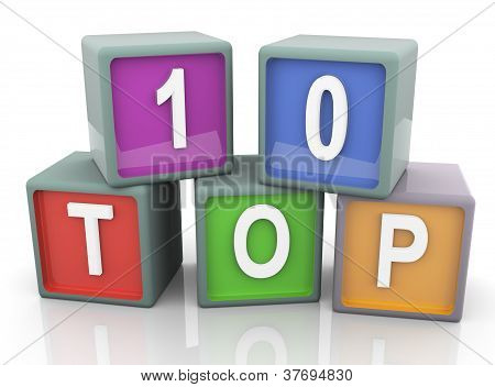Tekst kolorowy 3D 'top 10'